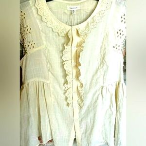 MAX STUDIO EYELET TRIM WOMEN'S TOP    SIZE LARGE